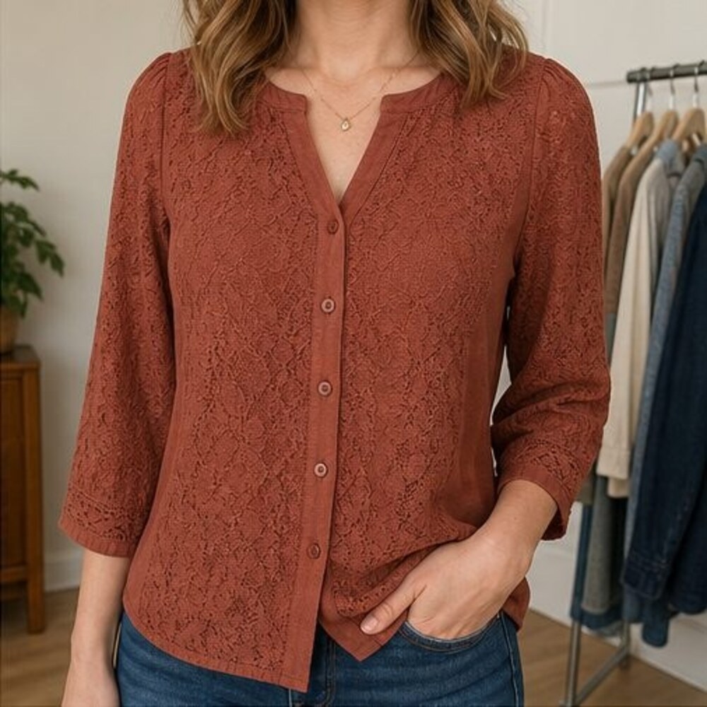 Rust Tunic Blouse - Picture 2 of 6